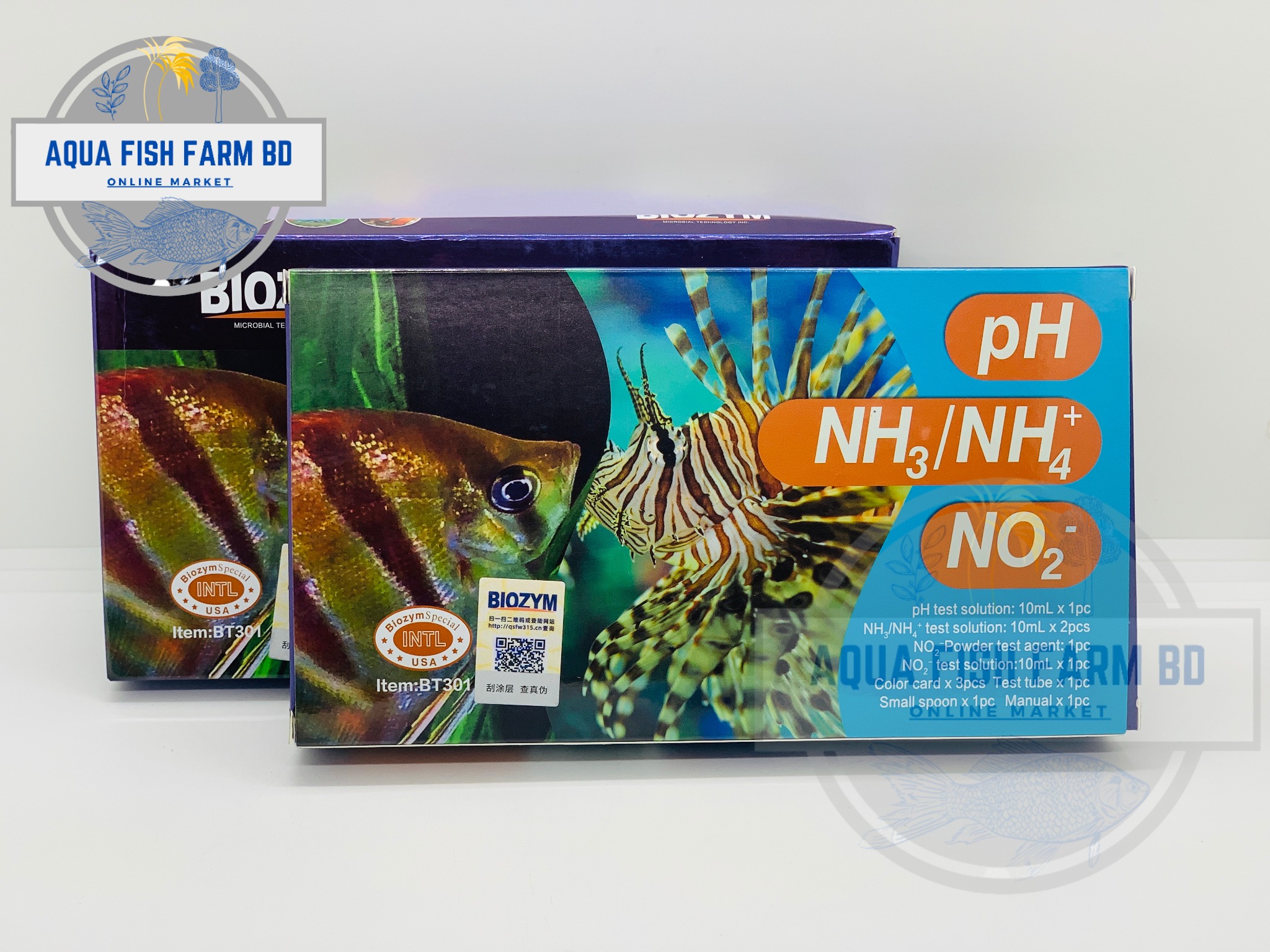 BIOZYM Test Kit 3 in 1 (pH, NH3/NH4+ & NO2) For Fish Tank or Pond Water