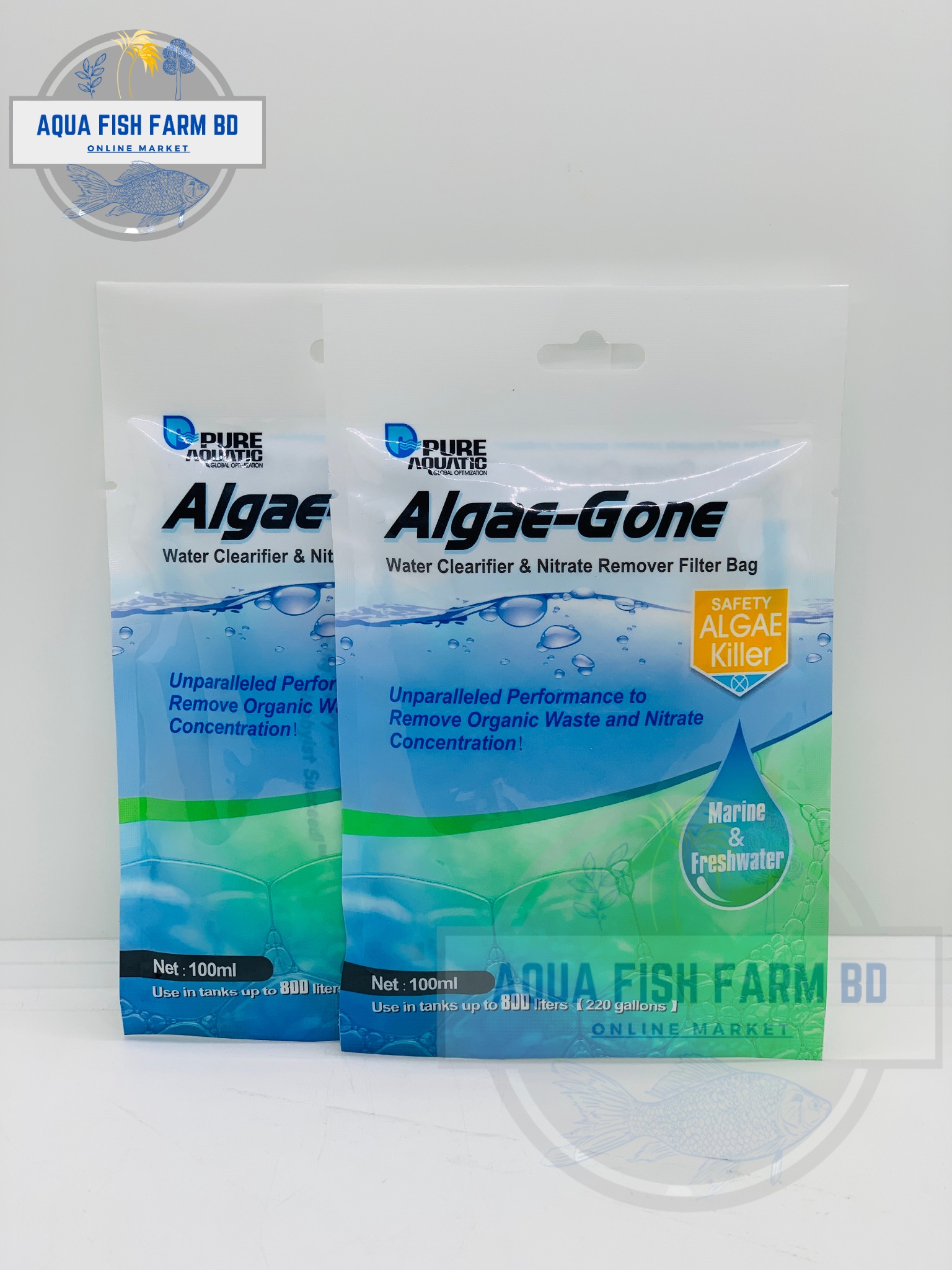 Algae-Gone (Pure Aquatic) Water Clearifier & Nitrate Remover Filter Bag (100ml) For Fish Tank