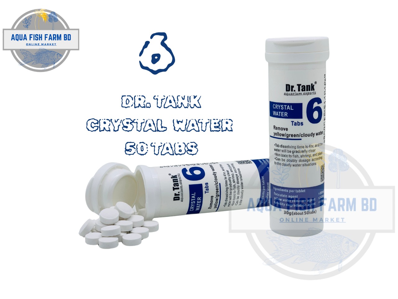 6 CRYSTAL WATER (50tabs) Dr.Tank Remove Yellow/Green/Cloudy Water