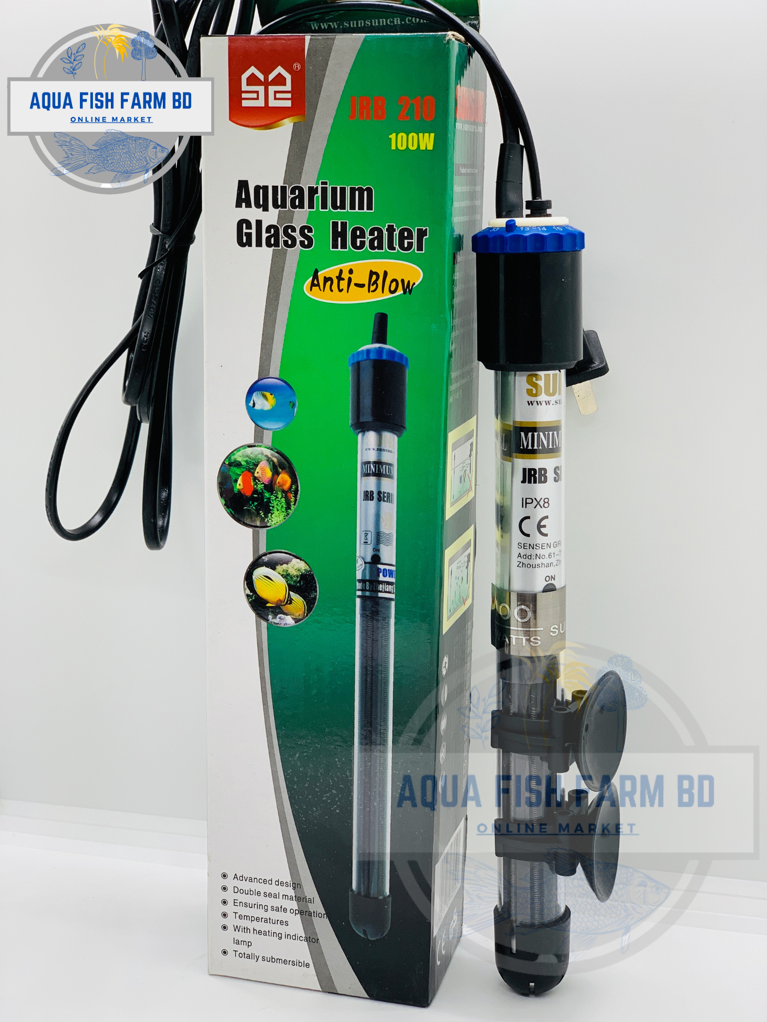 Sunsun JRB-210, (100 watt Glass Heater) Heater For Fish Tank